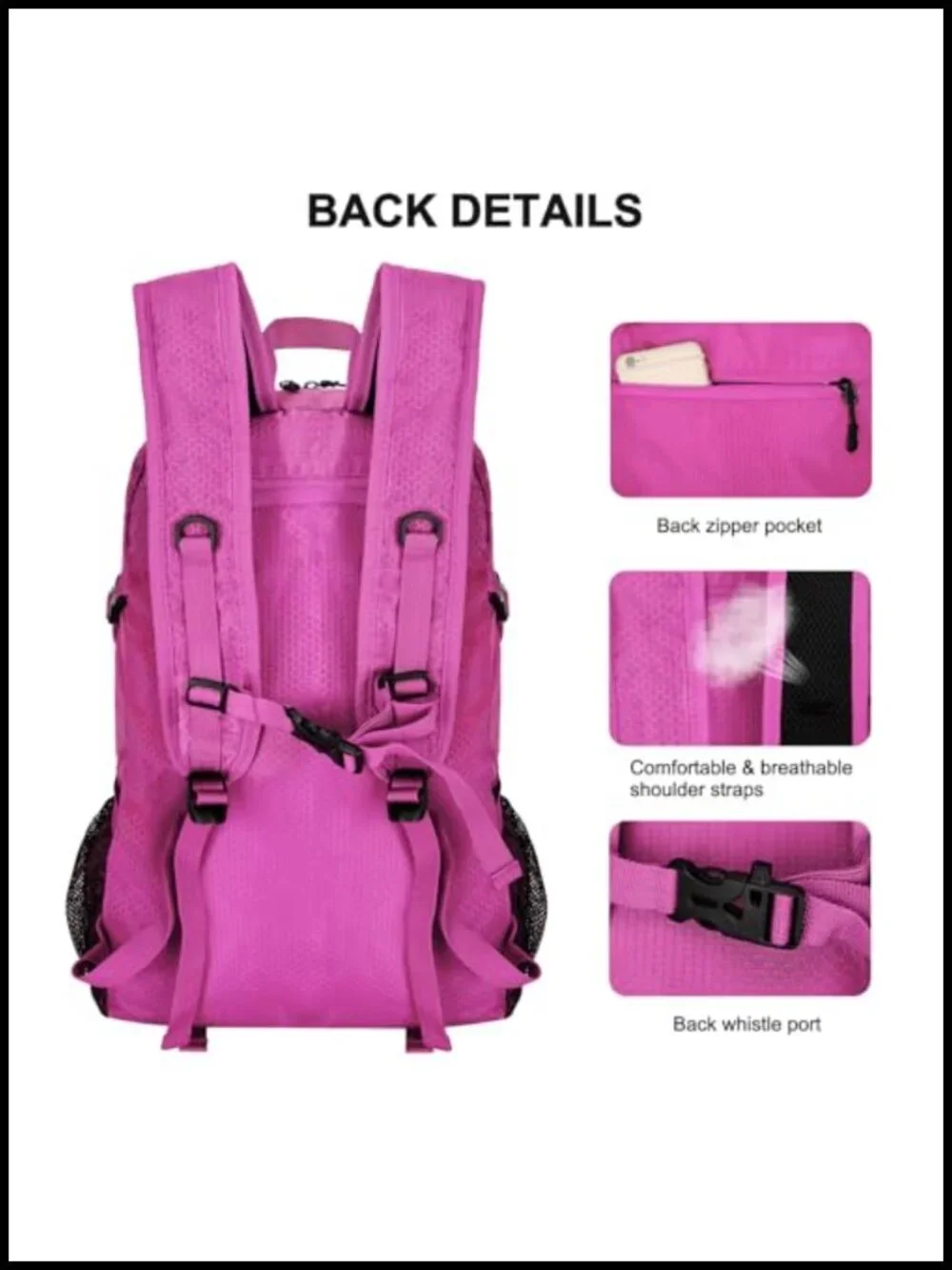 45L Foldable Hiking Daypack Lightweight Water-Resistant Backpack